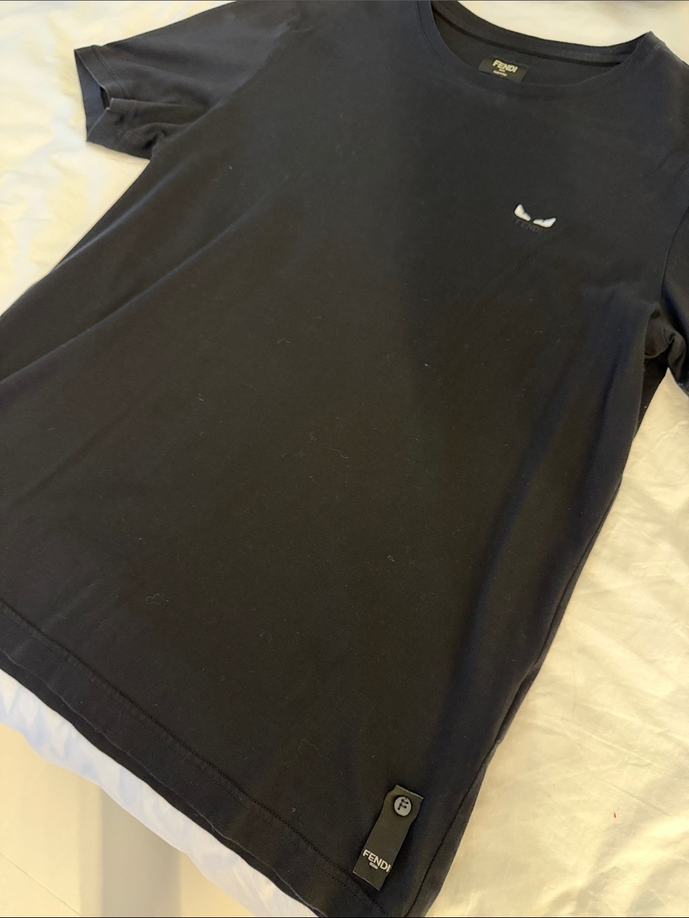 Fendi Black Short-Sleeve Crewneck T-Shirt with Subtle Logo
